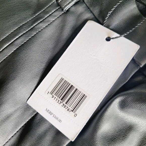 Jason Wu Faux Leather Black High Waist Straight Leg Split Ankle Pants Small New - Picture 5 of 13